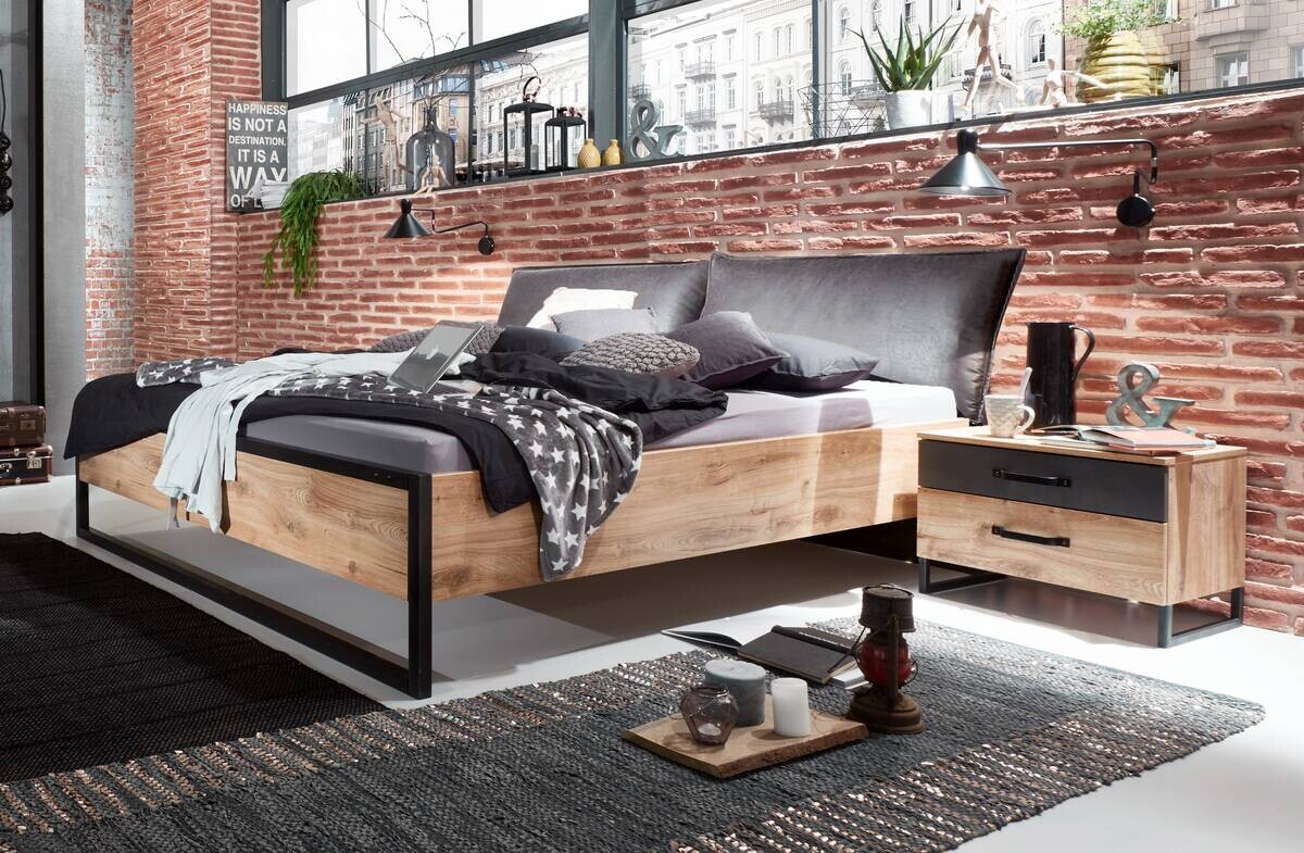 Futonbett Detroit Plankeneiche Nachbildung B/H/T: ca. 180x100x210 cm Liegefläche B/L: ca. 180x200 cm