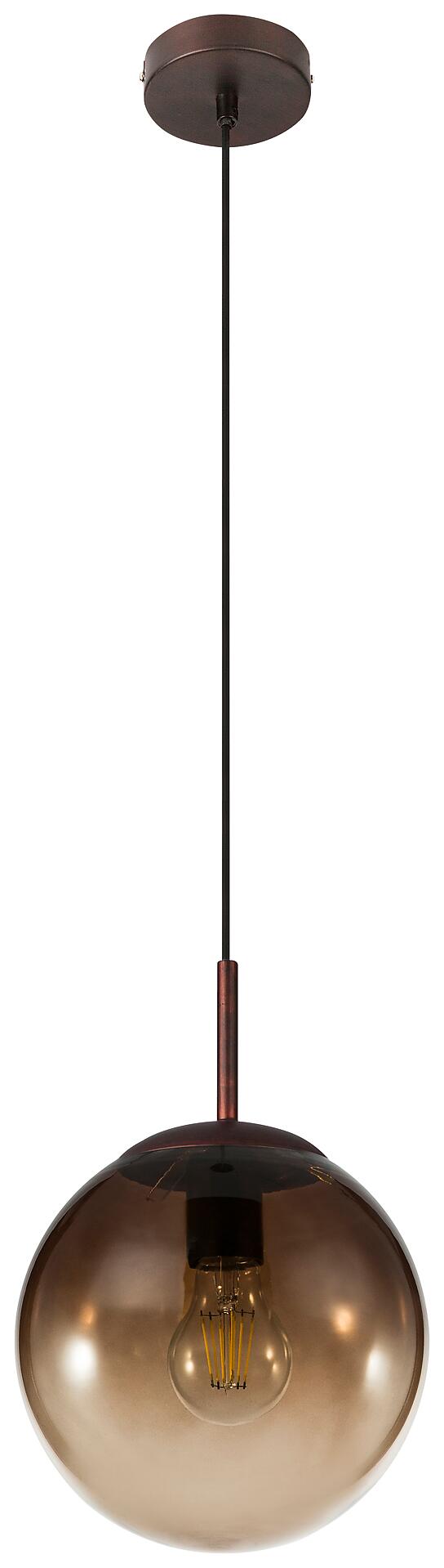 GLOBO Pendelleuchte Varus braun amber Glas Metall H/D: ca. 120x20 cm E27 1 Brennstellen