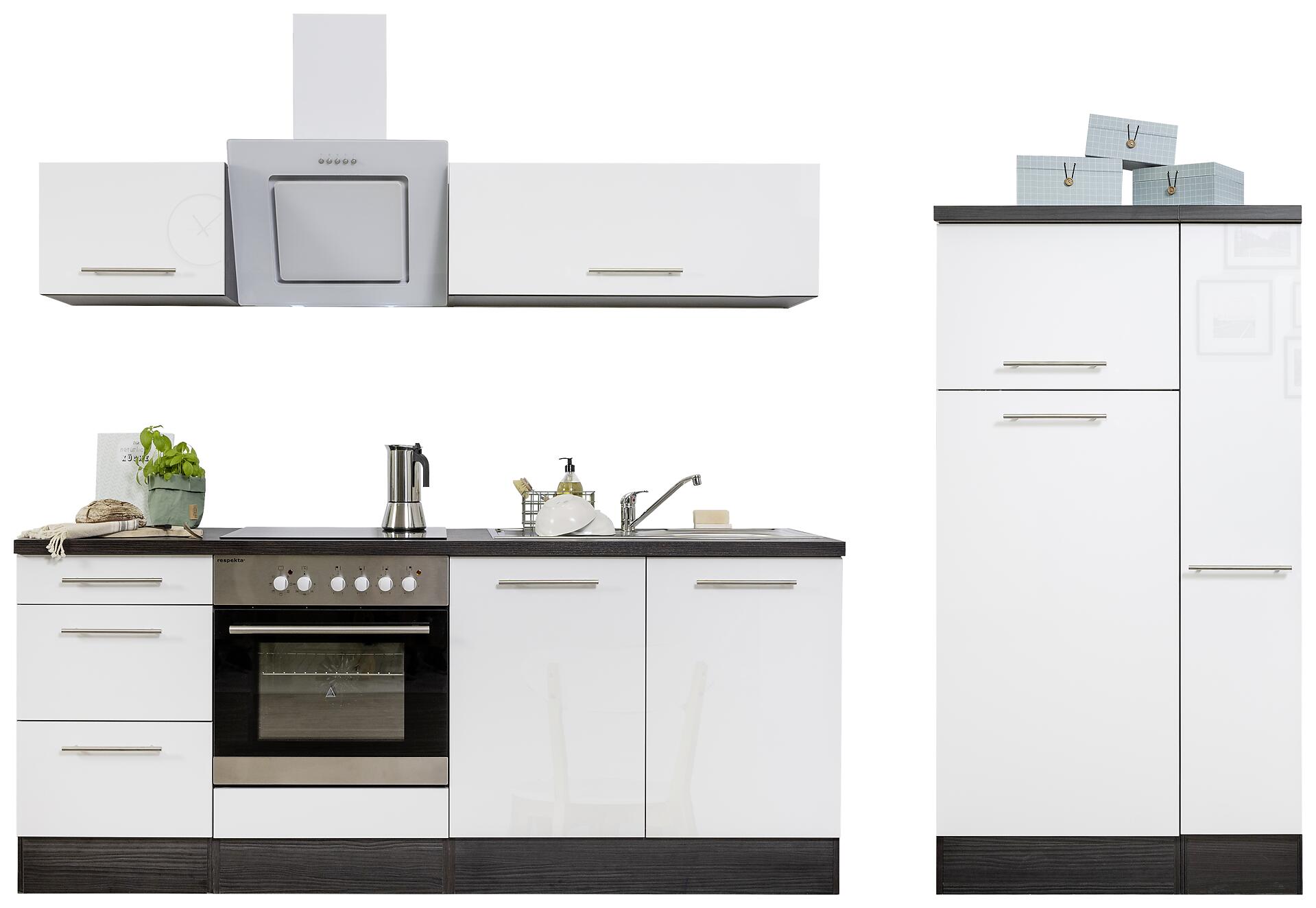 Respekta Küchenblock Amanda weiß Hochglanz B/H/T: ca. 300x200x60 cm