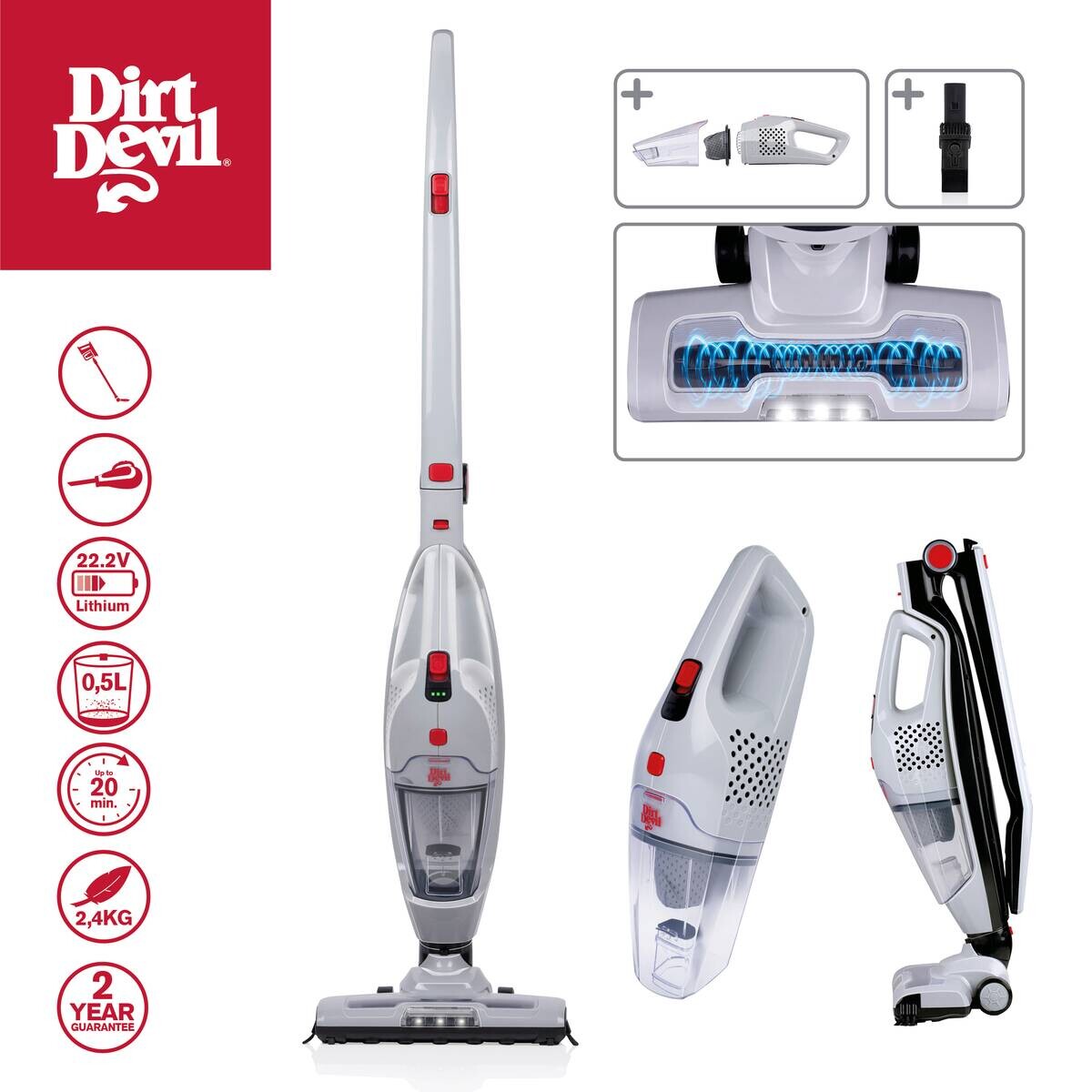 Dirt Devil Handstaubsauger grau Kunststoff B/H/L: ca. 28,5x110x17,8 cm