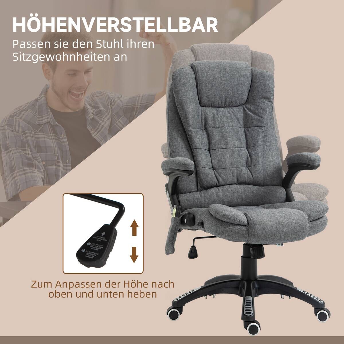 Vinsetto Massagestuhl dunkelgrau B/H/L: ca. 72x68x120 cm