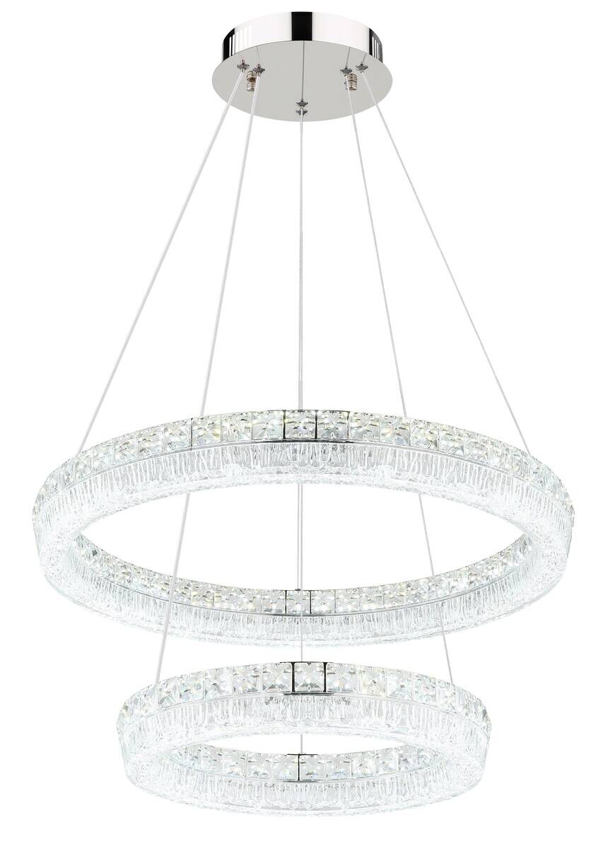 GLOBO Hängeleuchte klar Chrom Metall Acryl Glas H/D: ca. 120x60 cm 1.0 Brennstellen