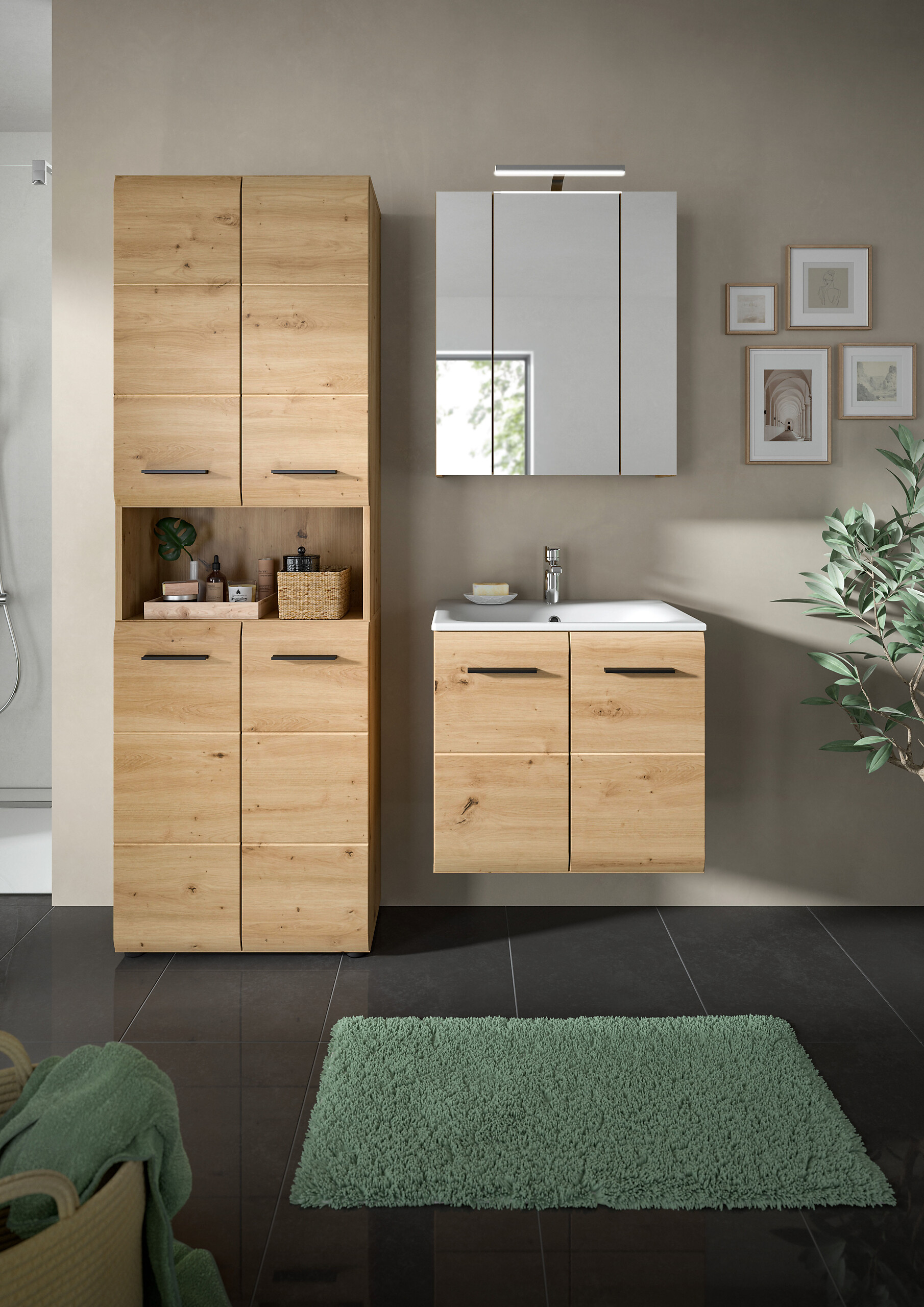 Badezimmer-Set Ice Artisan Oak Nachbildung B/H/T: ca. 135x185x46 cm