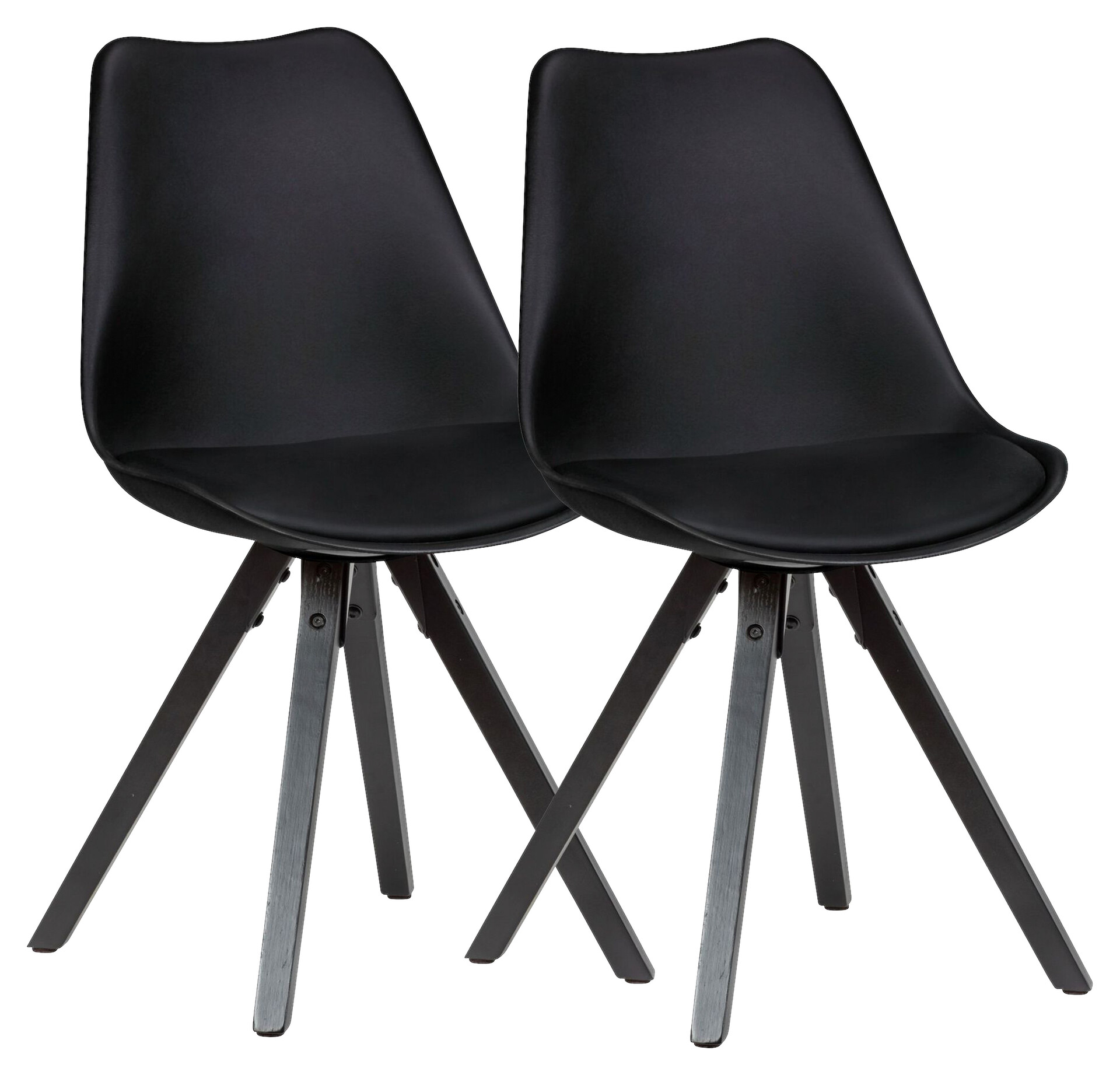 Stuhl 2er-Set schwarz schwarz schwarz Kunststoff Kunstleder Echtholz B/H/T: ca. 49x87x52 cm