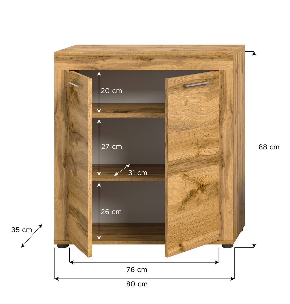 Highboard Jam Eiche Wotan Nachbildung B/H/T: ca. 80x88x35 cm