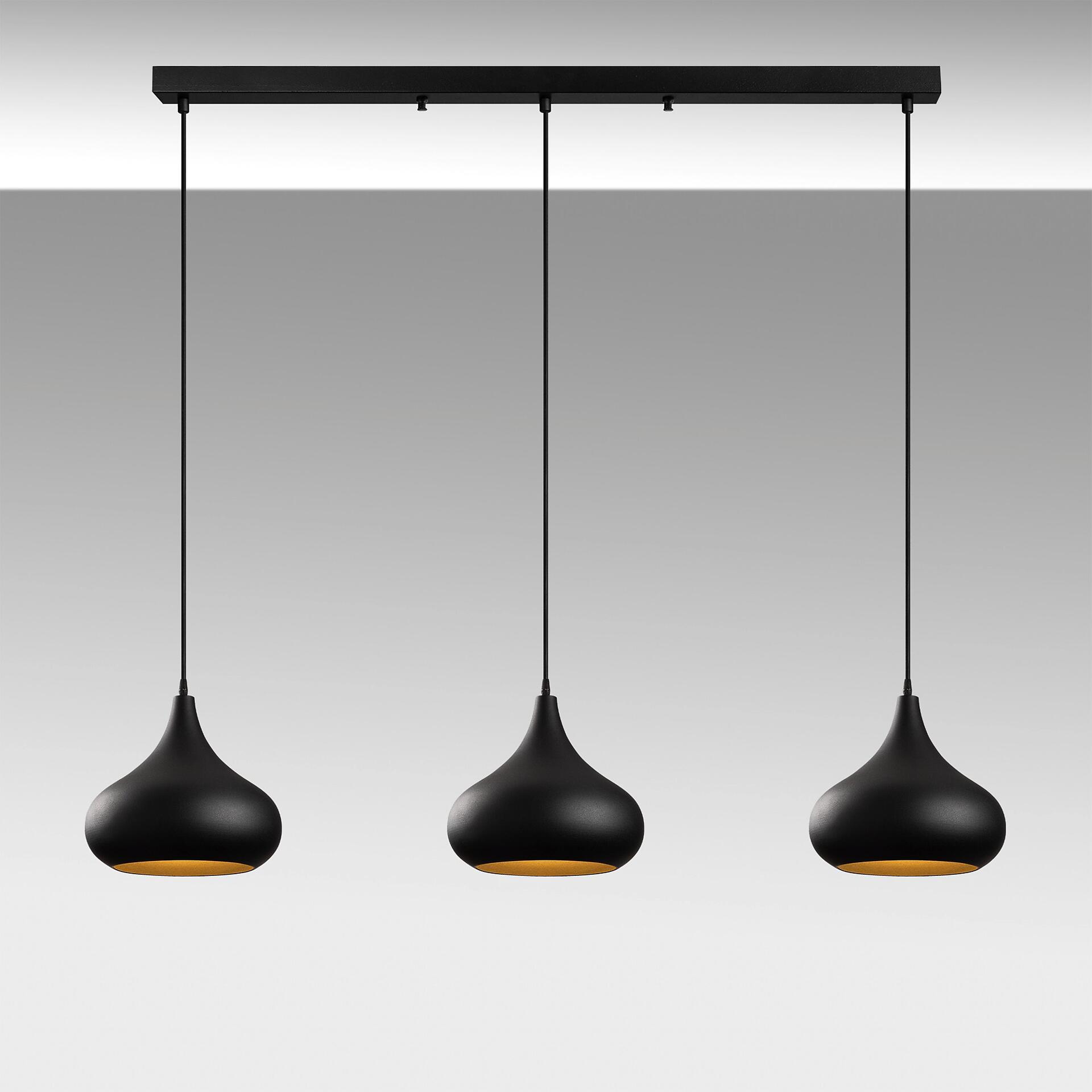 Opviq Pendelleuchte Muba-11554 schwarz B/H/T/L: ca. 140x126x30x140 cm E27 3 Brennstellen