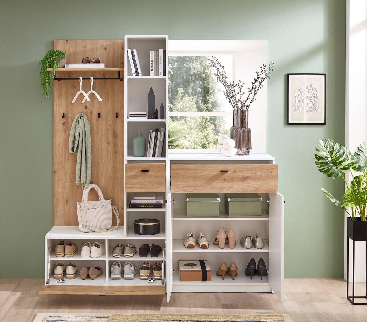 Garderobe Venlo weiß Eiche Artisan Nachbildung B/H/T: ca. 169x196x38 cm