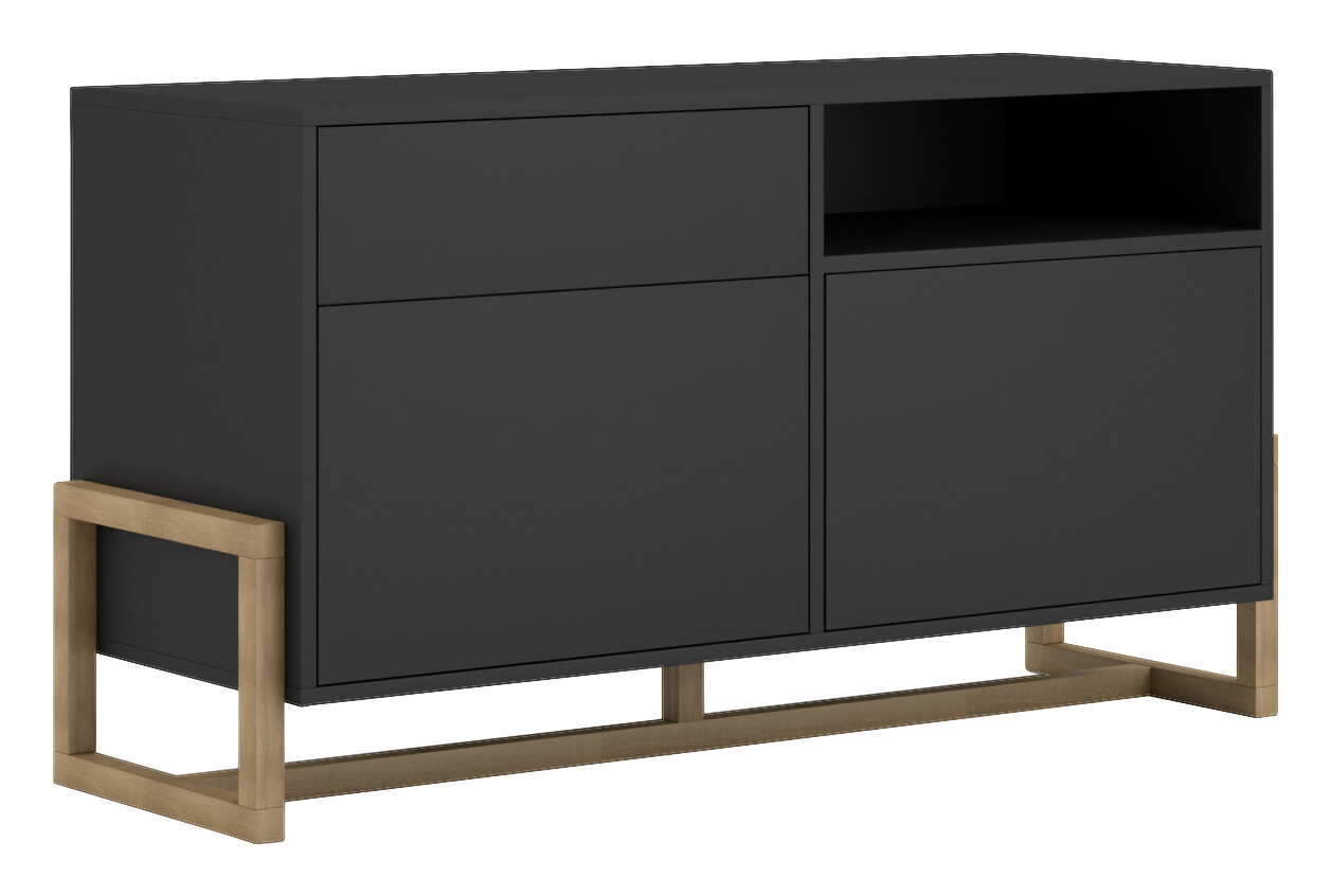 Sideboard Oslo schwarz matt Eiche Nachbildung B/H/T: ca. 119,2x64,7x42 cm