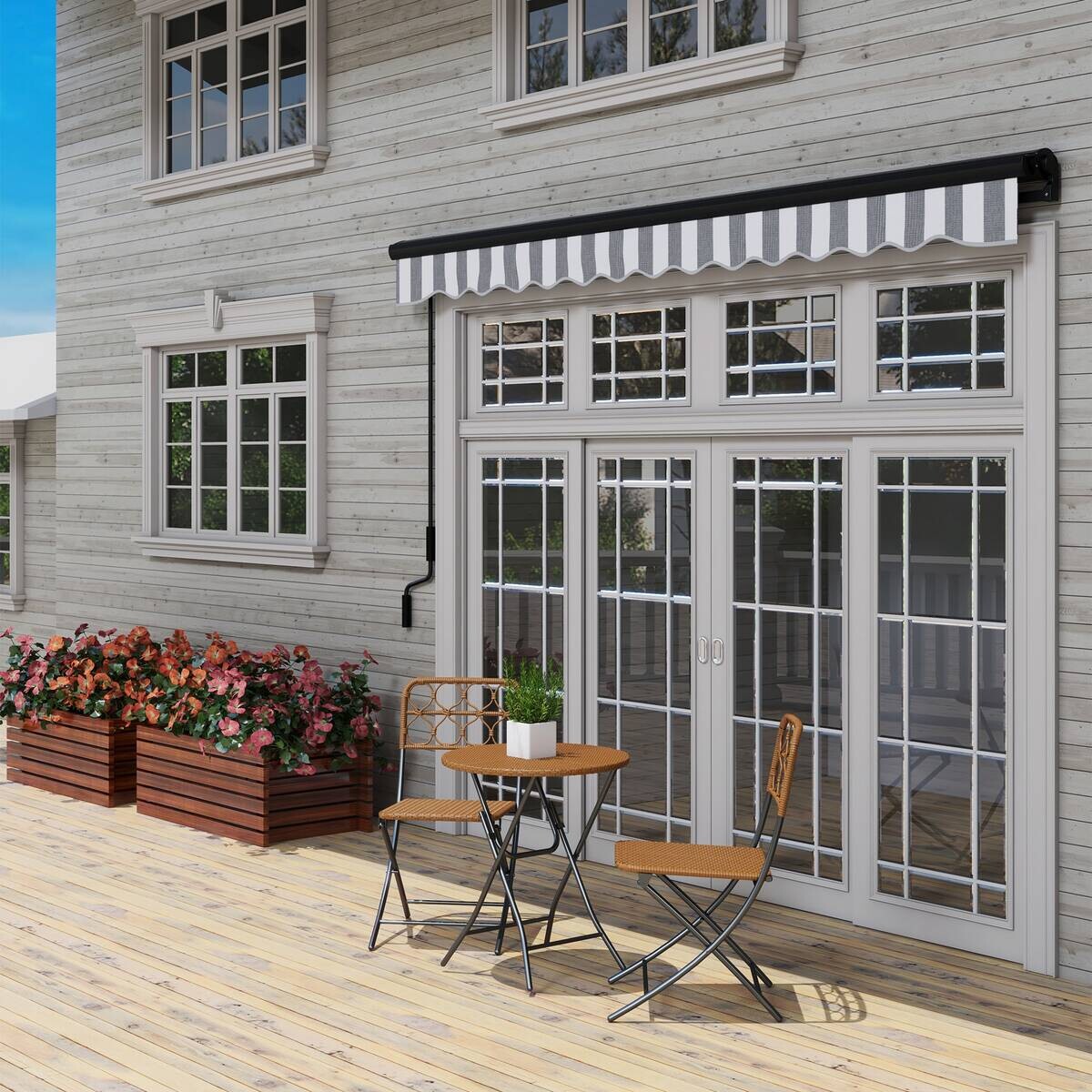 Outsunny Gelenkarmmarkise weiß B/H/L: ca. 250x150x395 cm