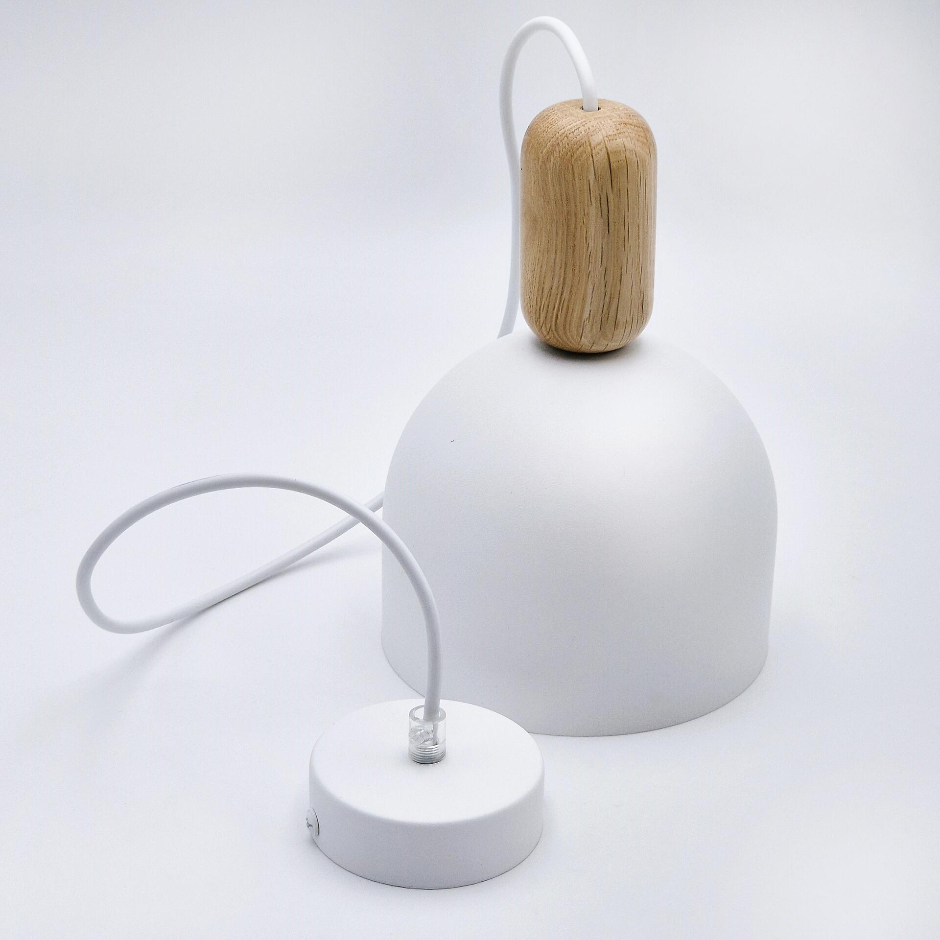 Lamkur Hängeleuchte Eiche weiß Holz Stahl B/H/L: ca. 15,5x102x15,5 cm E27 1 Brennstellen