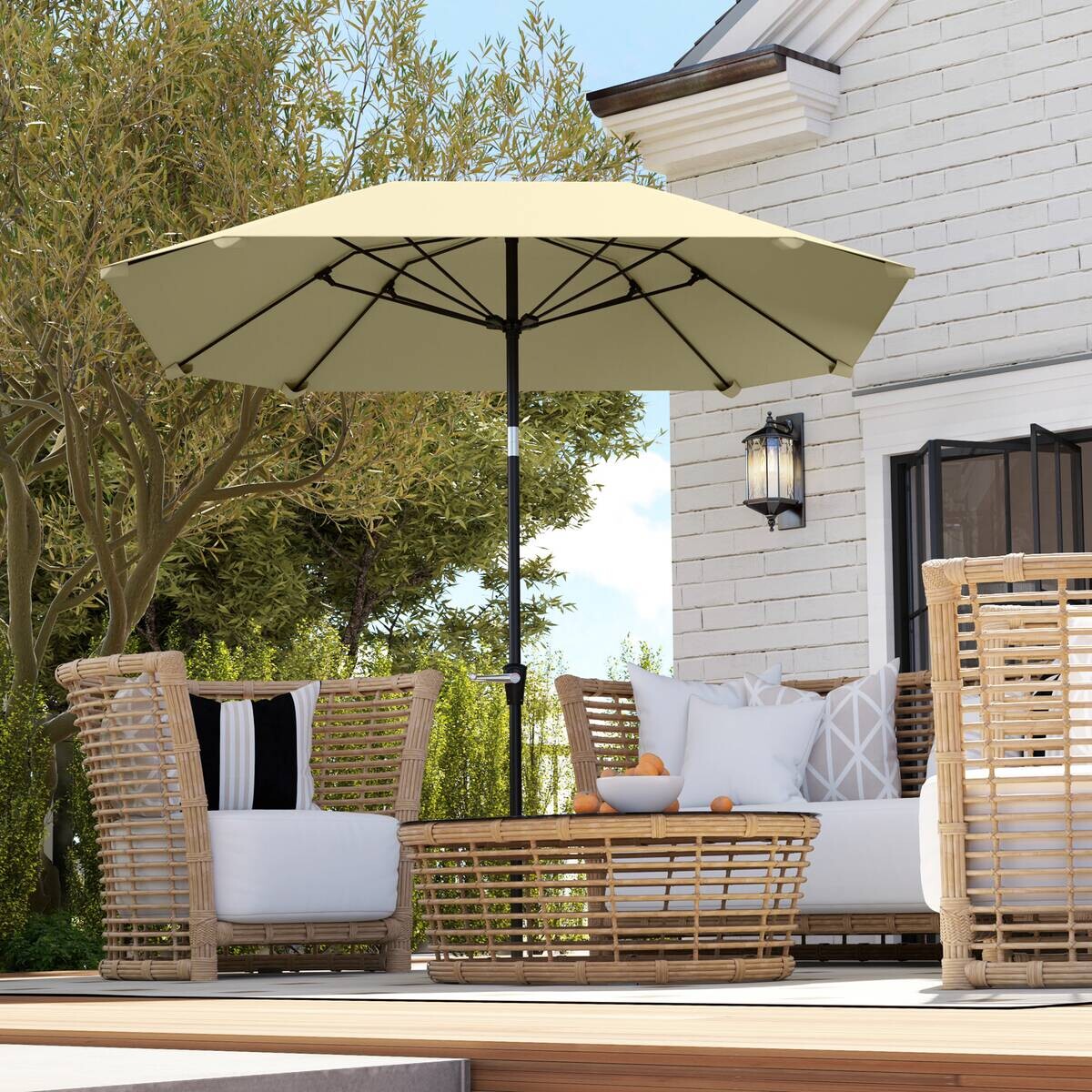 Outsunny Sonnenschirm beige Aluminium B/H/L: ca. 233x240x233 cm