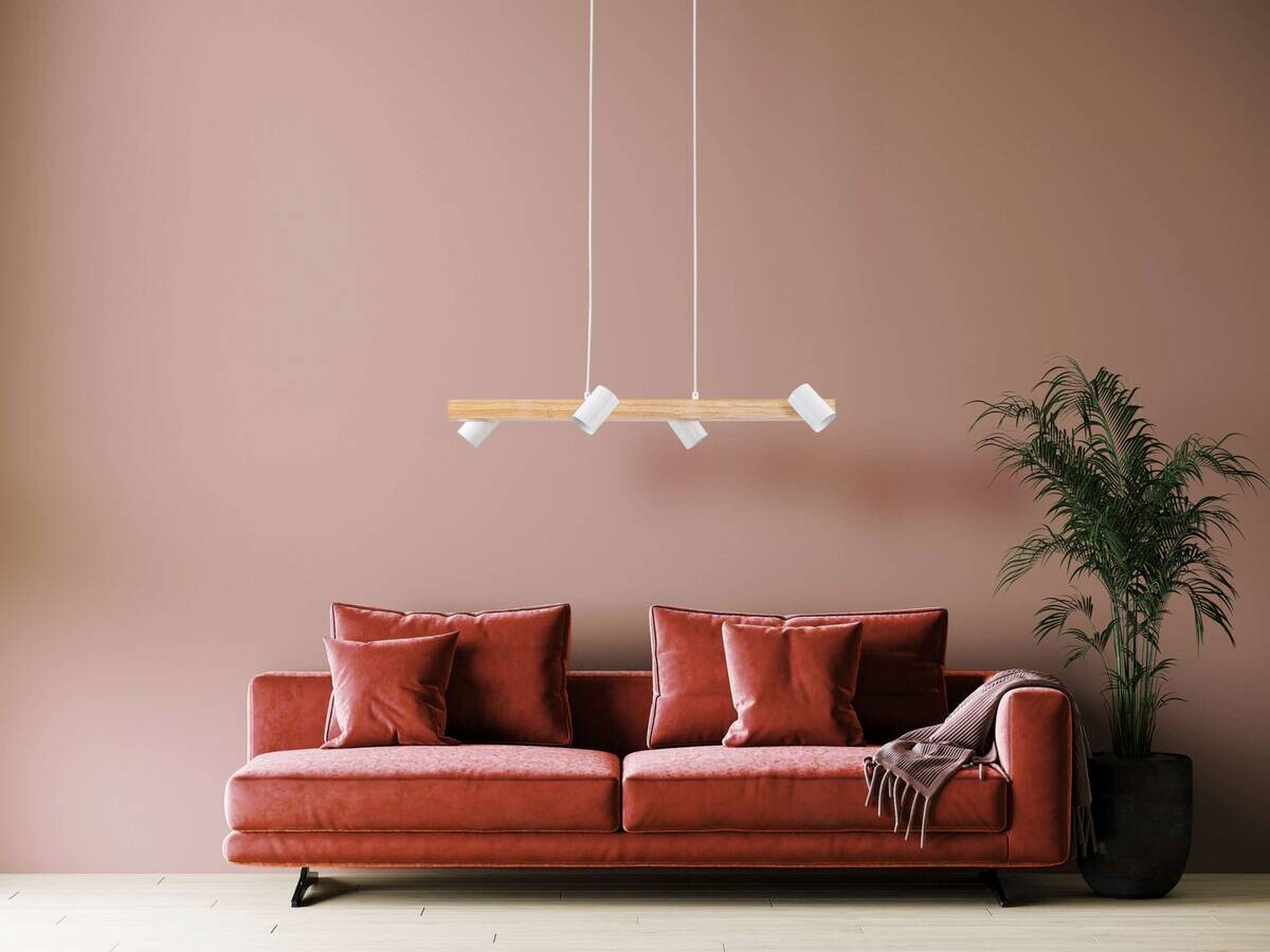 Näve Leuchten Pendelleuchte 7094523 weiß Metall Holz B/H/T: ca. 24x120x80 cm GU10 4 Brennstellen