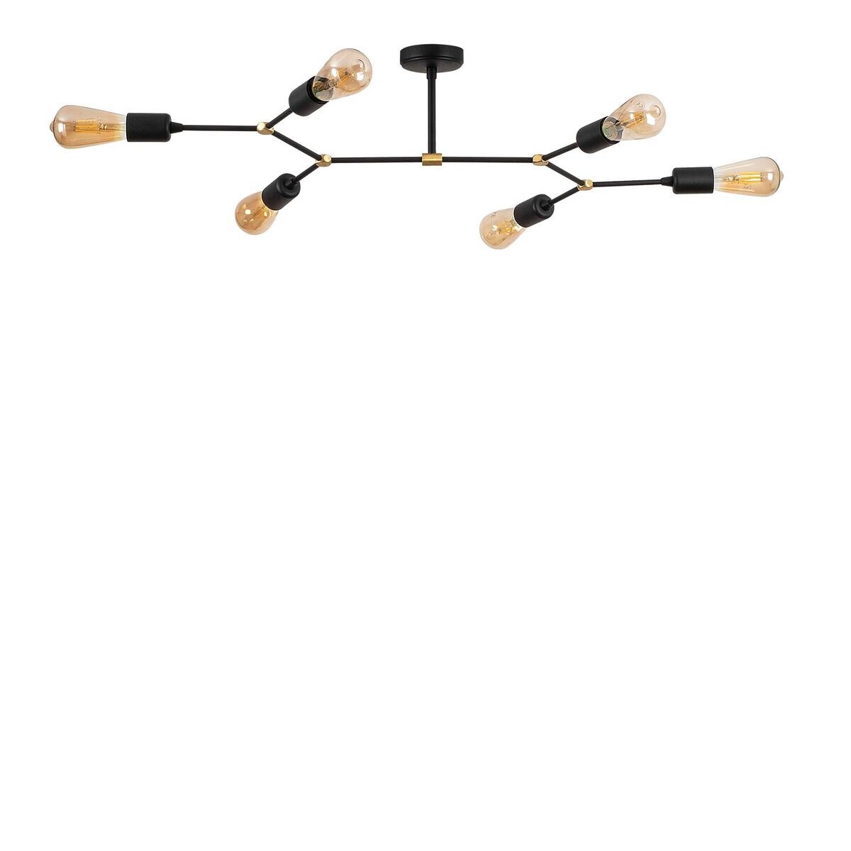 Opviq Deckenleuchte Sparrow schwarz Metall B/H/T/L/D: ca. 48x20x48x95x10 cm E27 6 Brennstellen