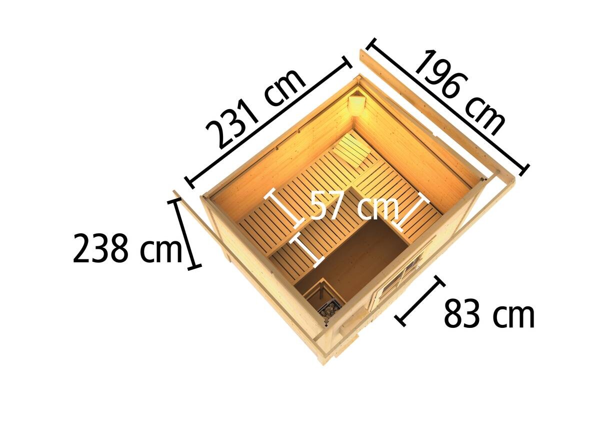 Karibu Saunahaus Sonja 3 grau B/H/T: ca. 231x228x196 cm