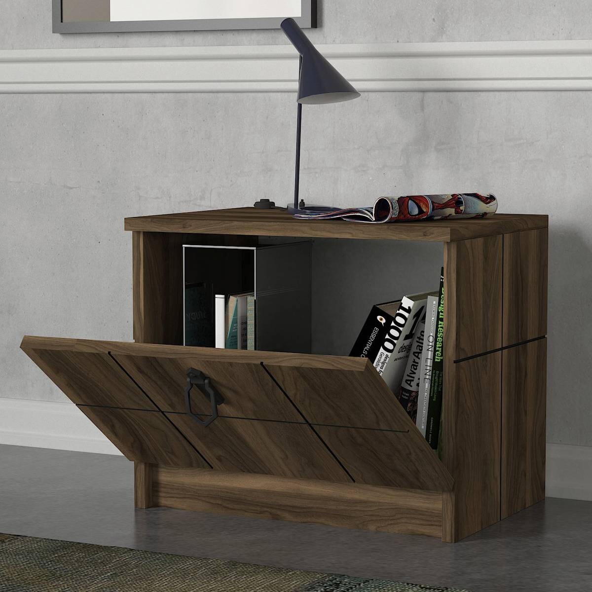 Nachtkonsole Lost walnuss Nachbildung B/H/T: ca. 49x41x35 cm