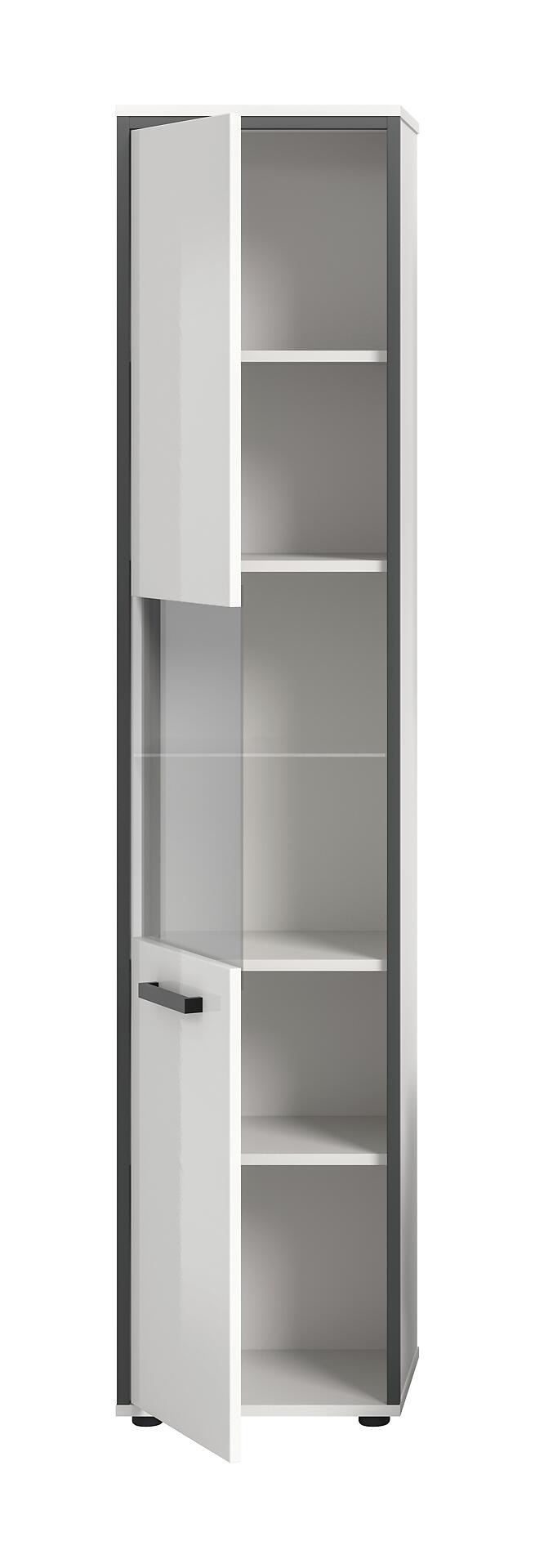 Midischrank KOJAK weiß Hochglanz anthrazit grau B/H/T: ca. 40x188x34 cm
