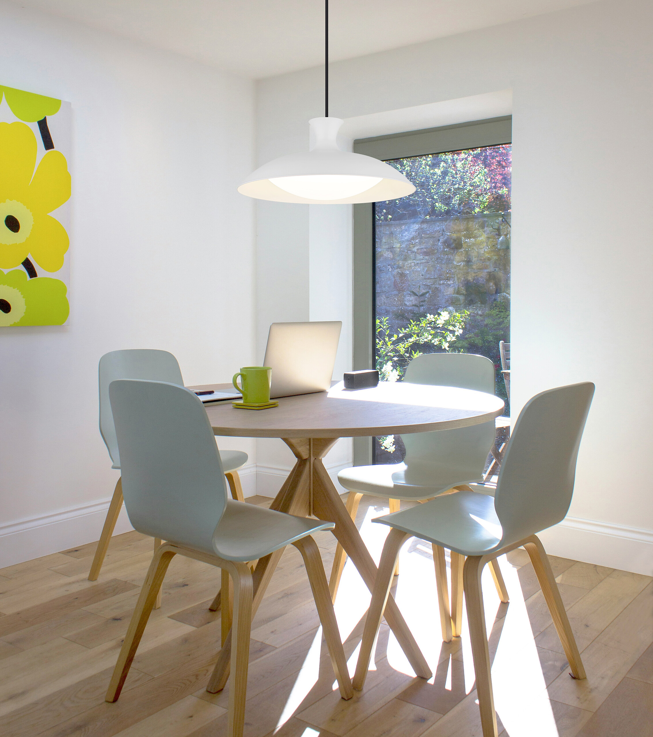 GLOBO Pendelleuchte weiß Metall H/D: ca. 150x40 cm 1.0 Brennstellen