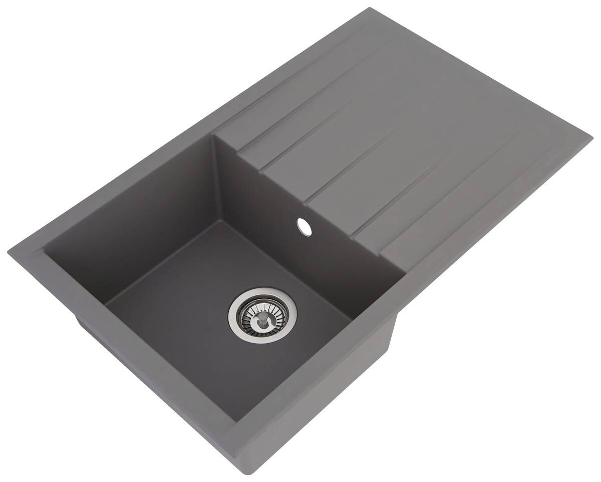 Respekta Einbauspüle Houston 80 x 50 G Beton grau Mineralite B/H/T: ca. 80x21x50 cm