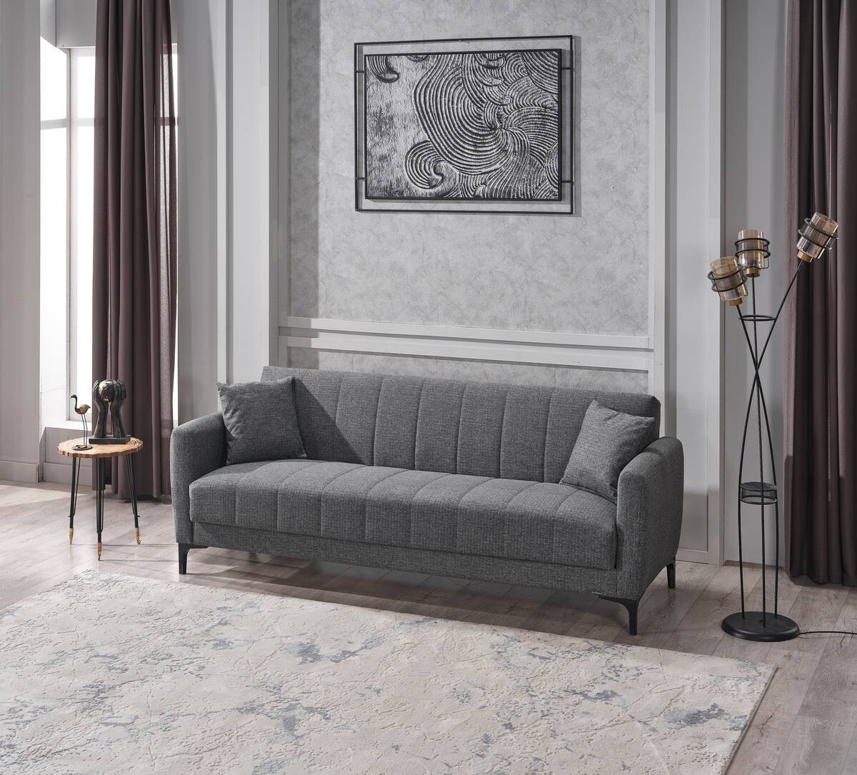 Schlafsofa Rovigo anthrazit Microfaser B/H/T: ca. 214x84x83 cm