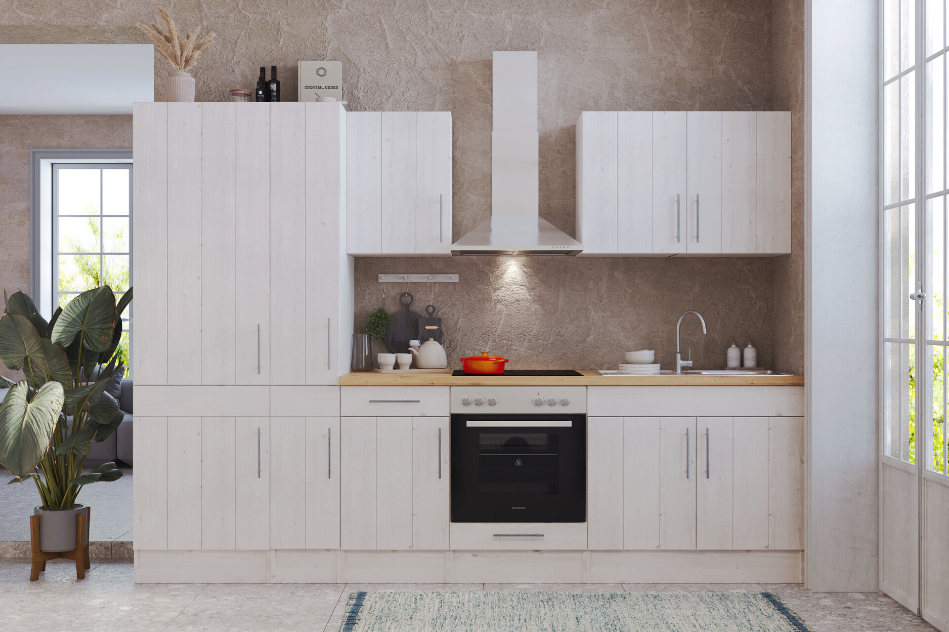 Respekta Küchenblock Premium weiß matt B/H/T: ca. 300x211x60 cm