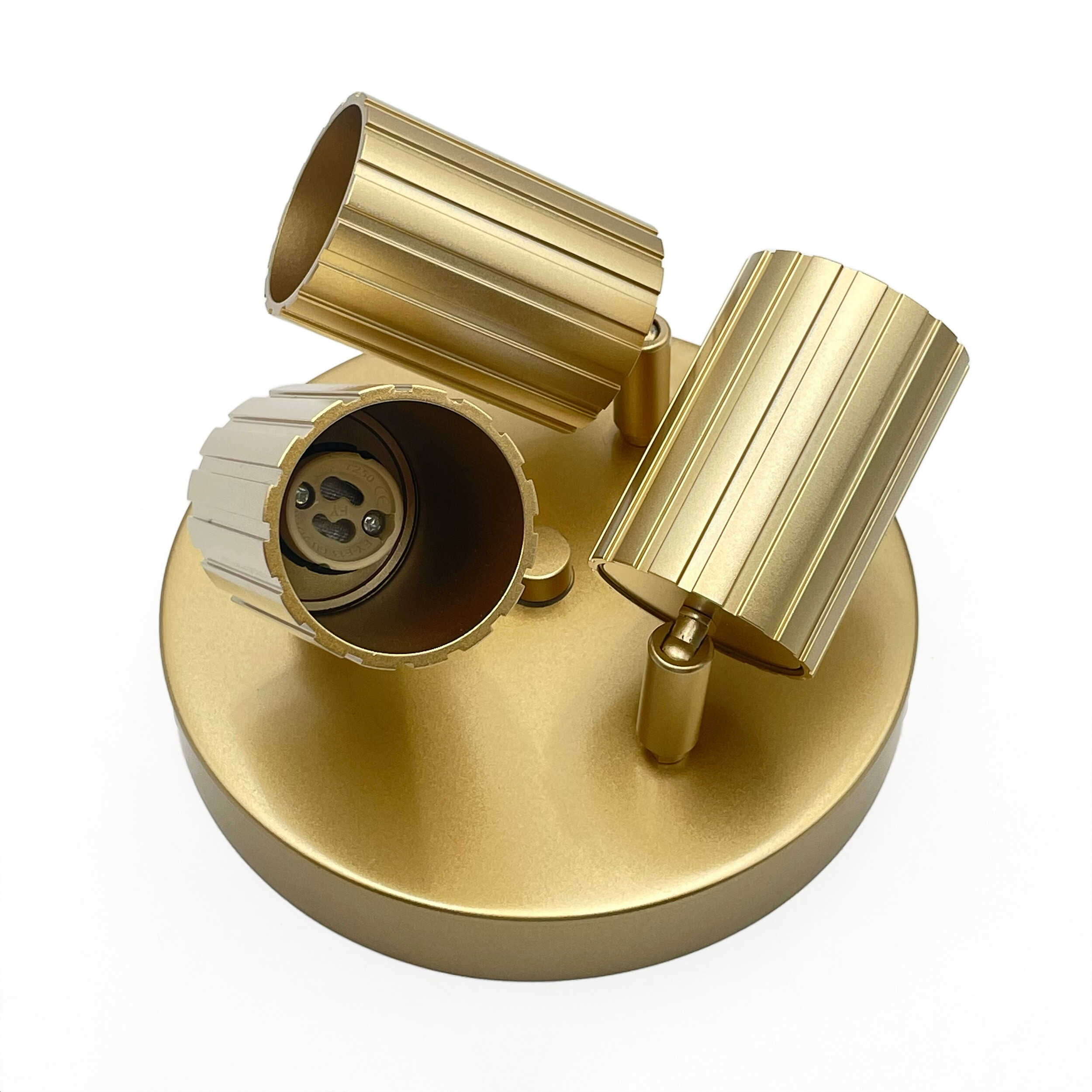 Lamkur Strahler Prisma gold Stahl B/H/L: ca. 18x19,5x18 cm 3 Brennstellen