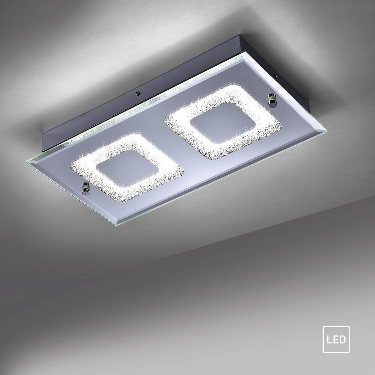 Just Light LED-Deckenleuchte LISA 11571-17 Chrom klar Glas Metall B/H/T: ca. 20x5,8x36 cm 2 Brennstellen