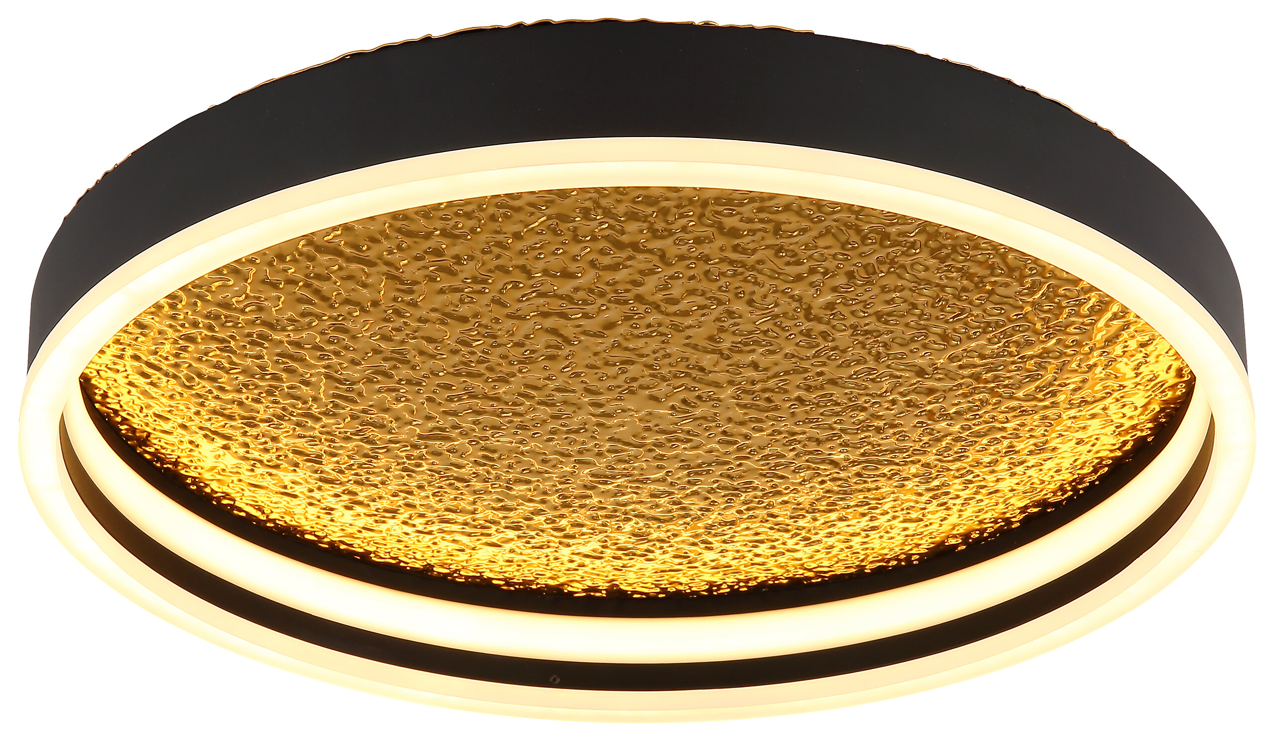 GLOBO Deckenleuchte Opal mattschwarz gold Metall Acryl H/D: ca. 8x40 cm 1 Brennstellen