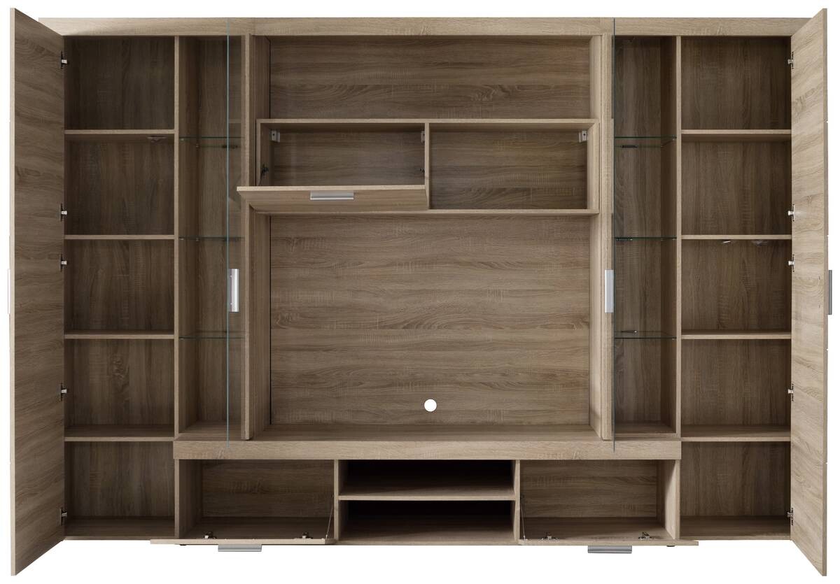 Wohnwand Mondeo Eiche Sägerau hell Nachbildung B/H/T: ca. 291x197x41 cm