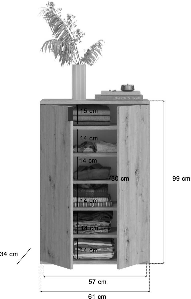 Garderobe PROJEKT Eiche Artisan Nachbildung B/H/T: ca. 183x99x34 cm