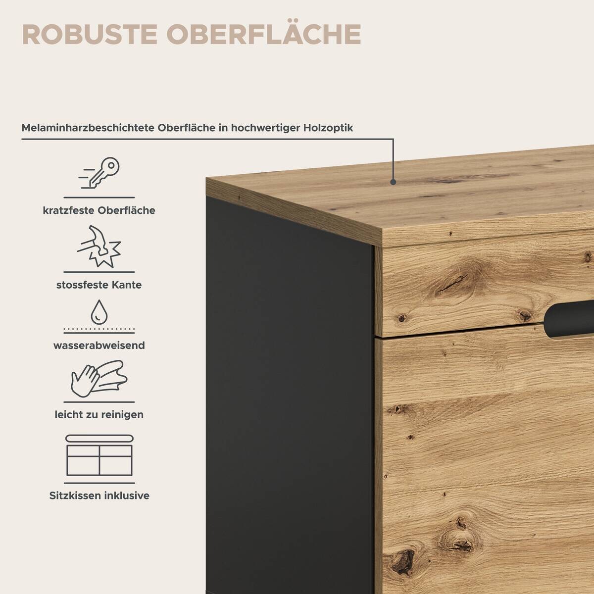 Garderobe Canu basaltgrau Nachbildung Artisan Nachbildung B/H/T: ca. 255x190x37 cm