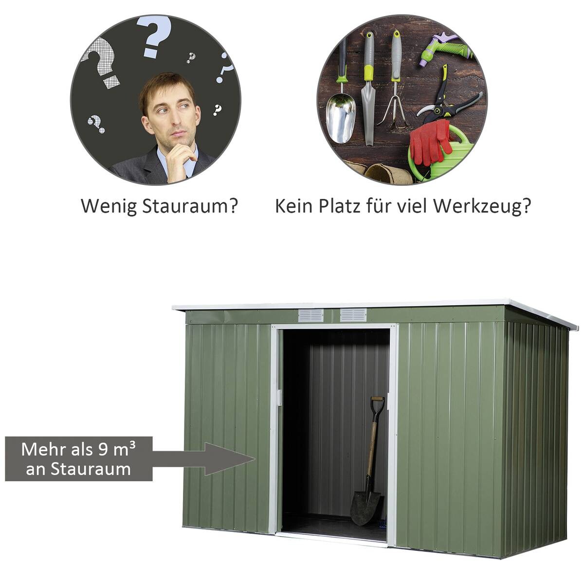 Outsunny Gartenschrank grün Stahl B/H/T: ca. 277x173x130 cm