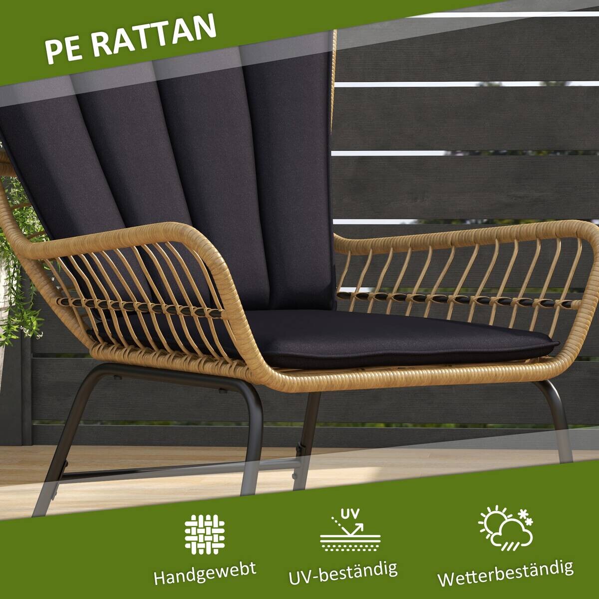 Outsunny Bistro-Set schwarz Polyrattan B/H/L: ca. 68x95x78 cm