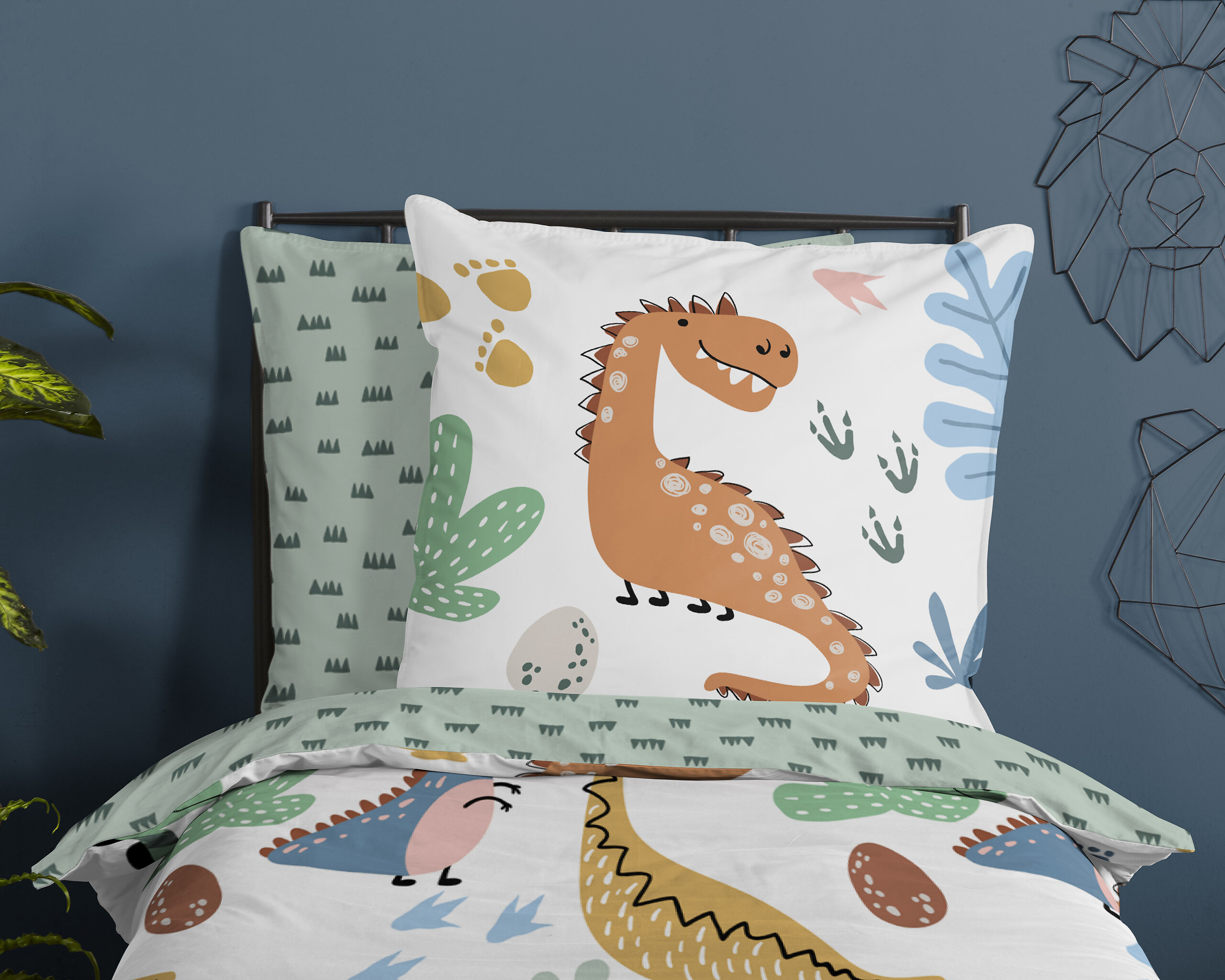 Baumwoll Bettwäsche Dino Renforce Multi Stoff B/L: ca. 135x200 cm