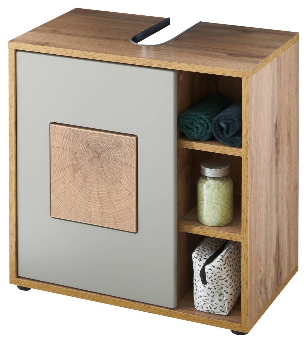 Waschbeckenunterschrank Greece Wildeiche Nachbildung grau B/H/T: ca. 60x60x35 cm