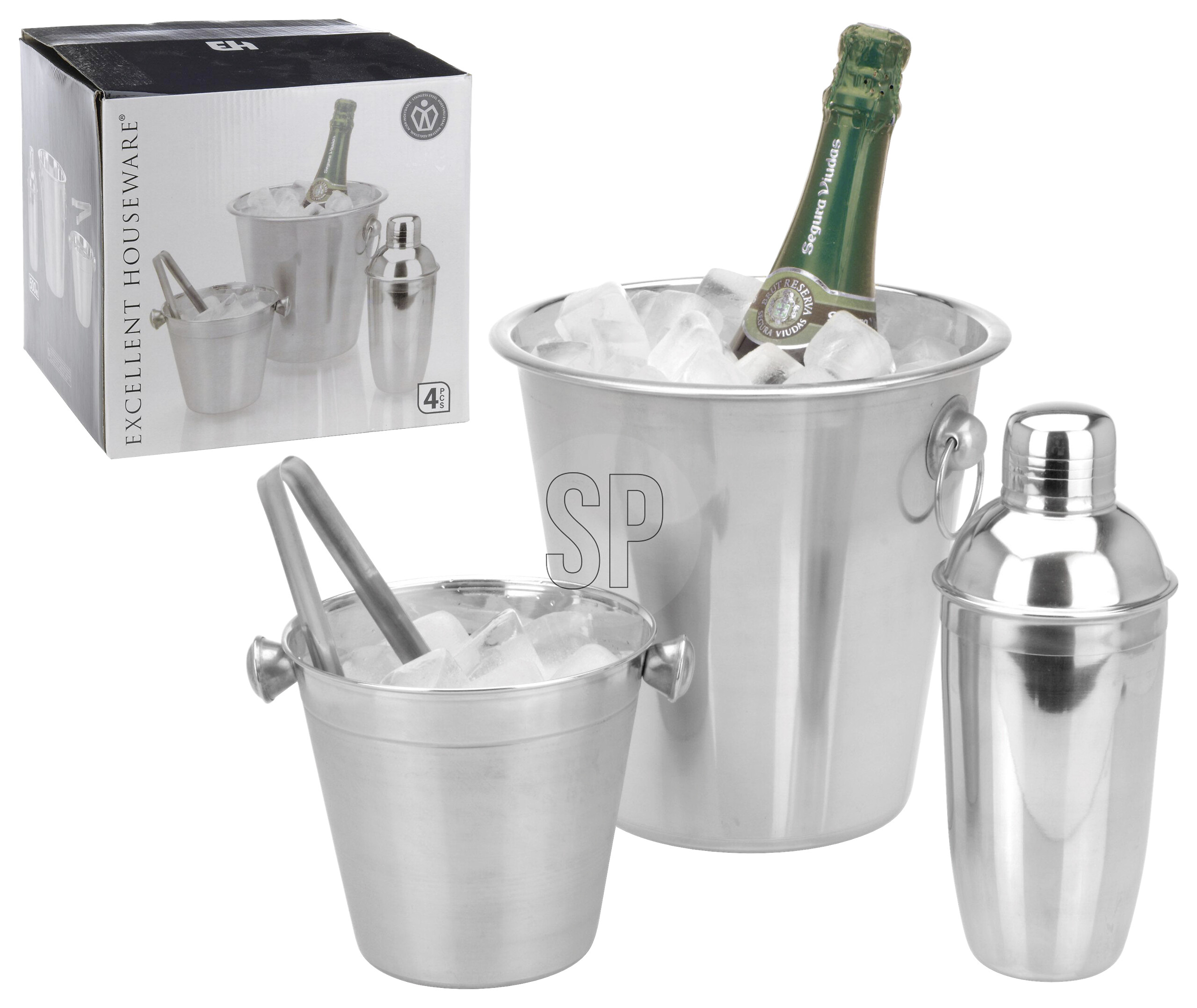 EH Barware Cocktail-Shaker Set silber Edelstahl B/H/L: ca. 22,5x22,5x22 cm EH Barware Cocktail-Shaker Set silber Edelstahl B/H/L: ca. 22,5x22,5x22 cm
