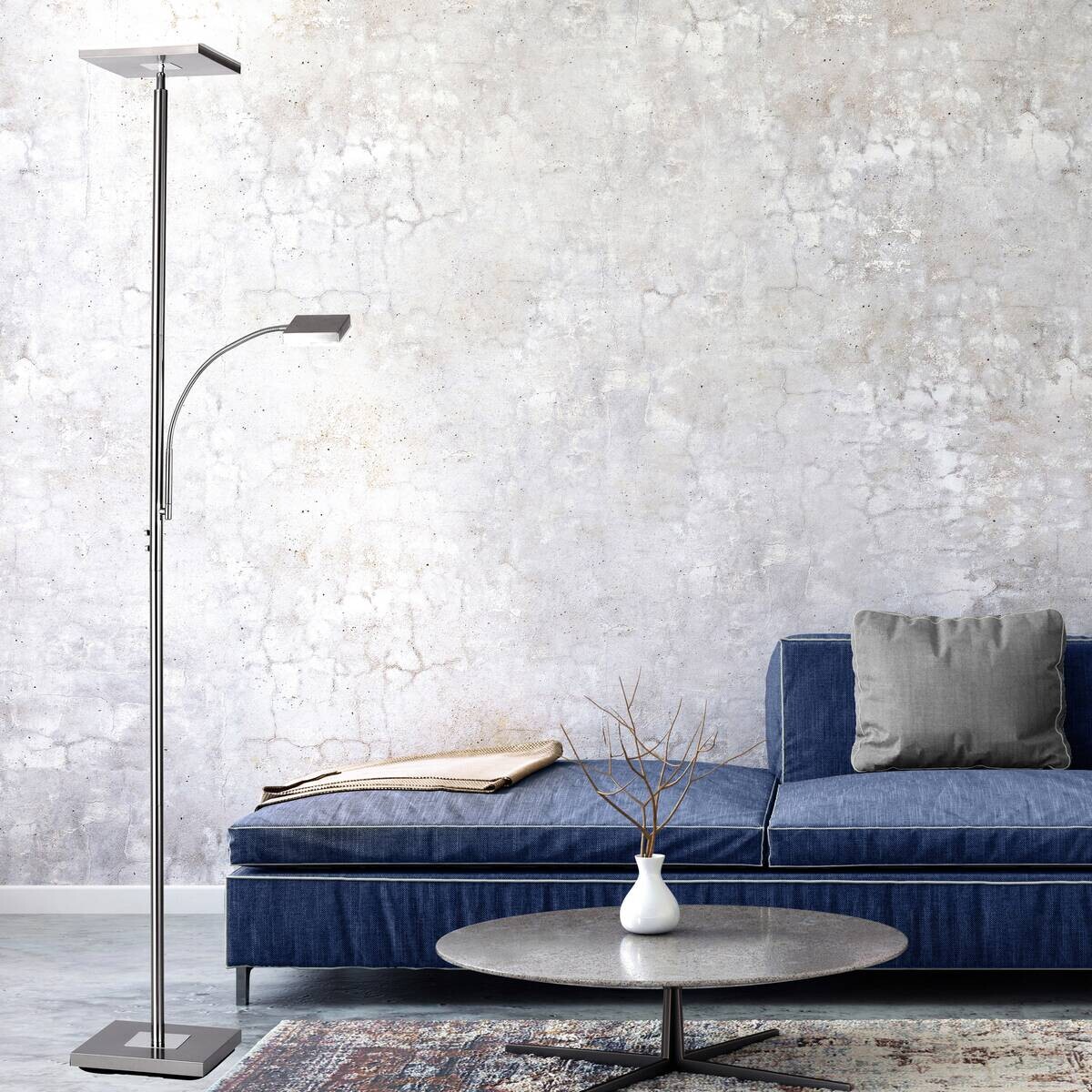 Just Light Deckenfluter Hans Stahl Metall H: ca. 190 cm