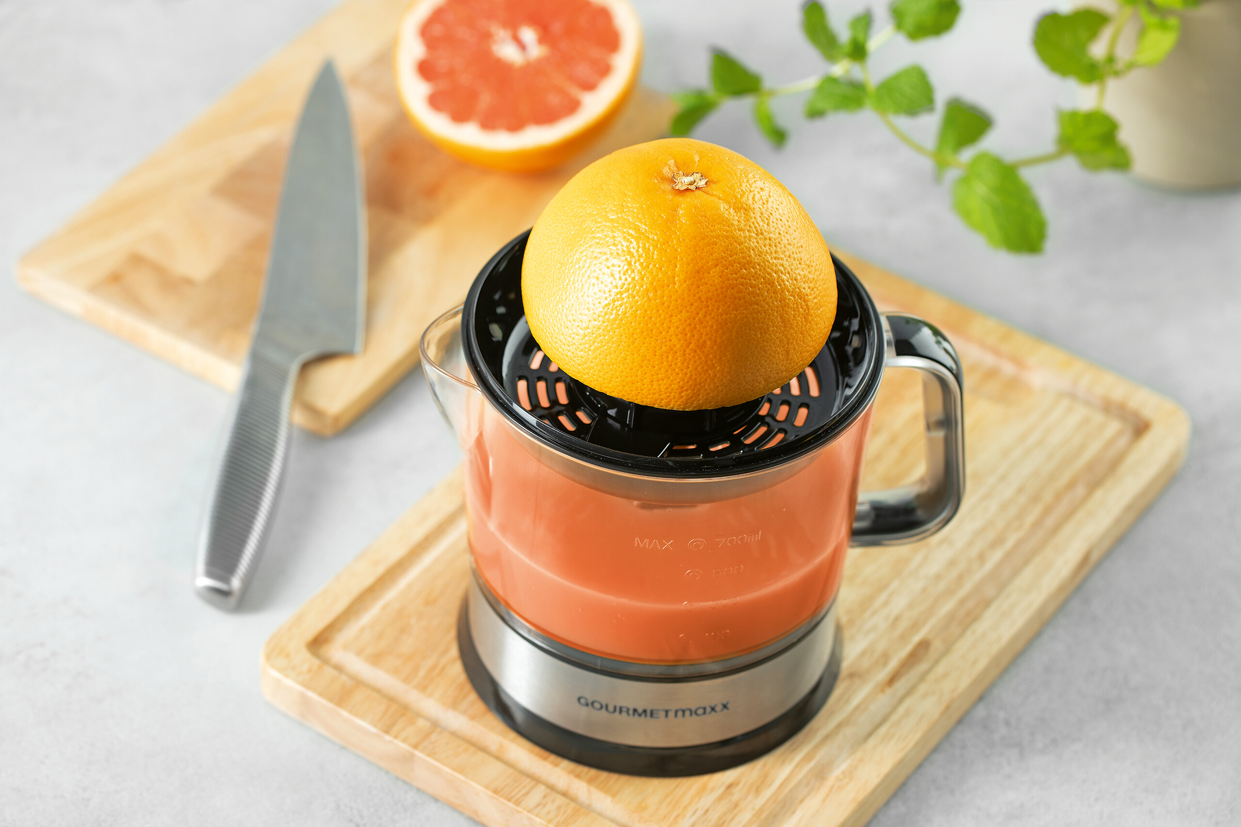 GOURMETmaxx Zitruspresse schwarz Kunststoff Edelstahl B/H/L: ca. 14x21x19 cm ca. 0,7 l