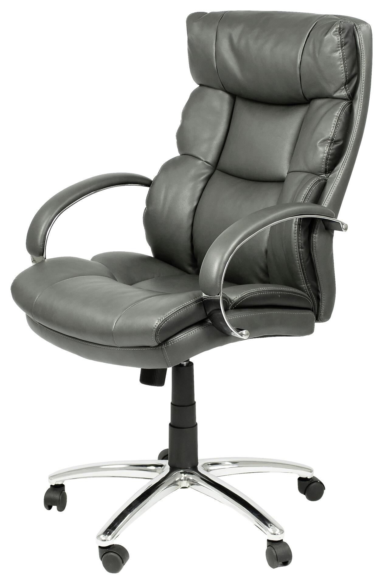 XXL-Chefsessel PAUL-XXL grau Chrom Kunstleder Metall