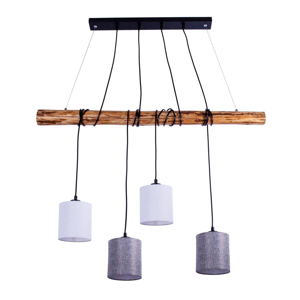 Näve Leuchten Pendelleuchte NV7094214 natur Textil Metall B/H/T: ca. 13x150x100 cm E27 4 Brennstellen