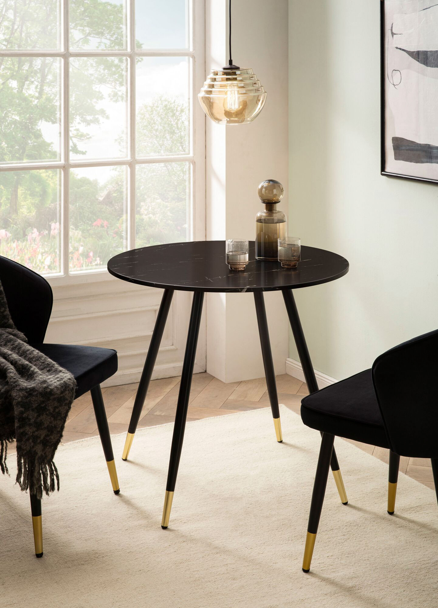 Esstisch schwarz Marmor Optik H/D: ca. 76x75 cm