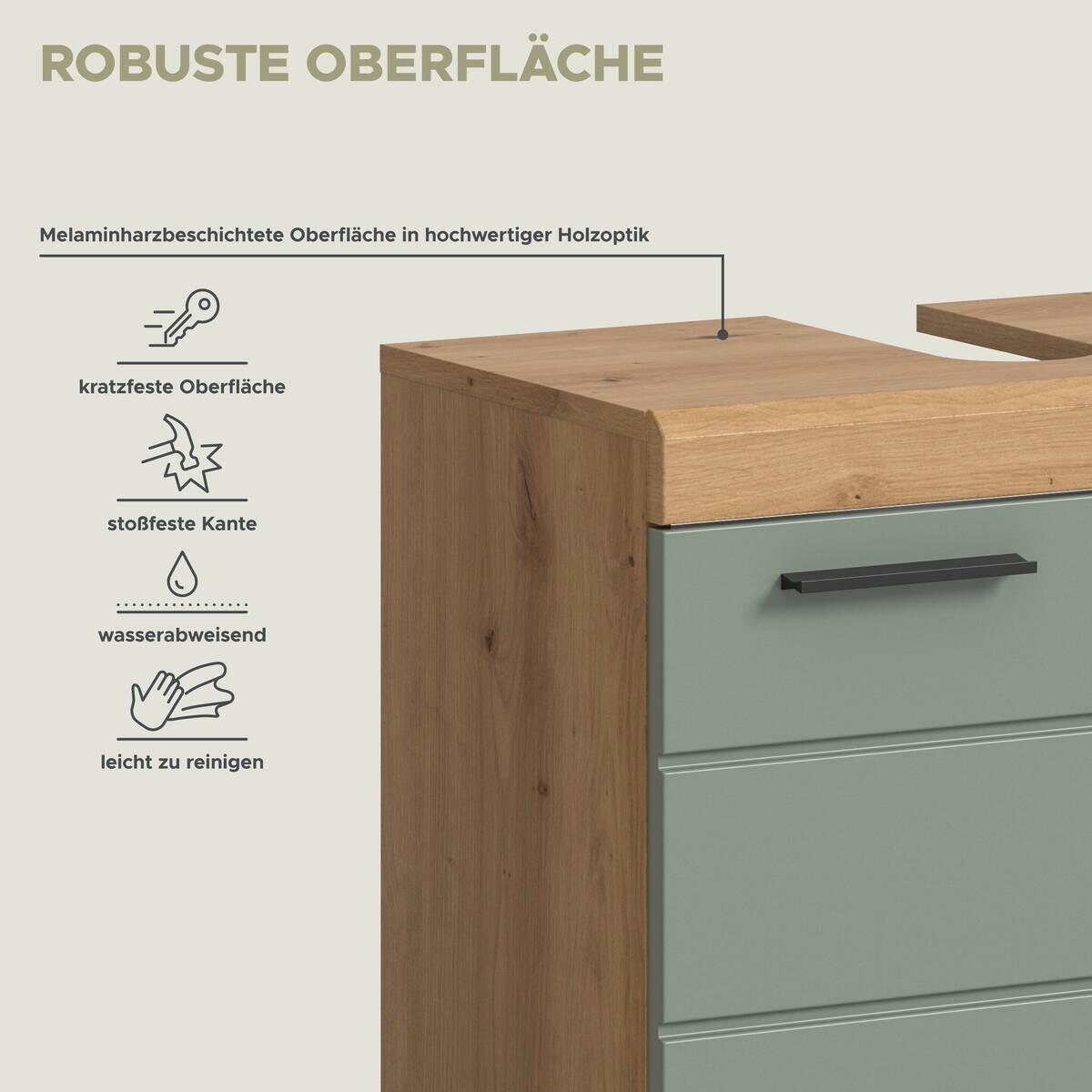 Waschbeckenunterschrank Scout Eiche Artisan Nachbildung salbei Nachbildung B/H/T: ca. 60x56x34 cm