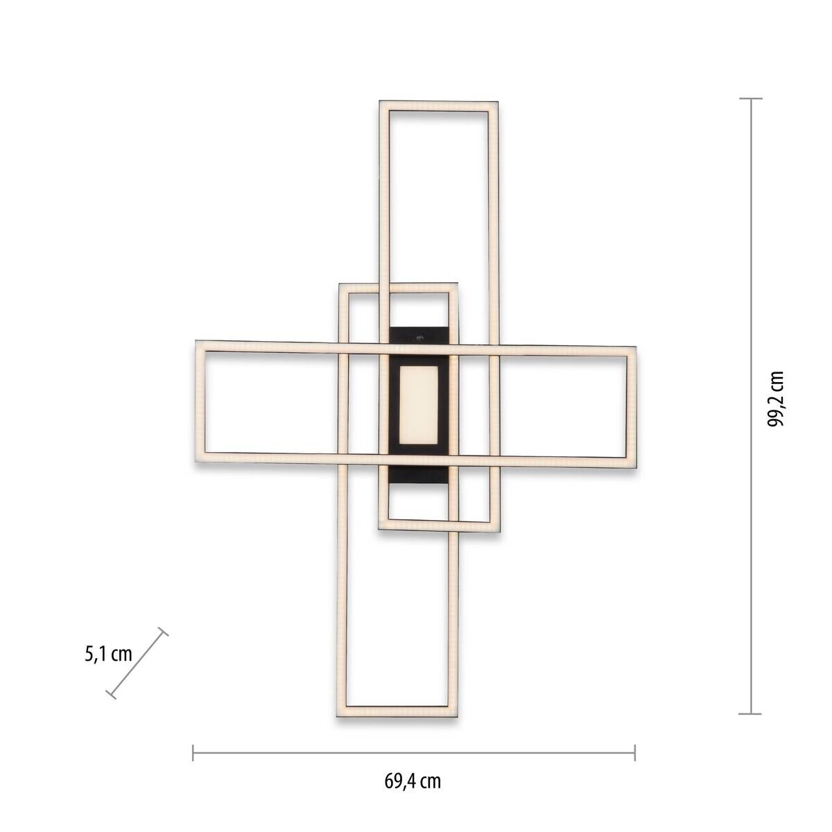 Just Light Deckenleuchte Asmin schwarz Aluminium B/H/T: ca. 99x5x69 cm