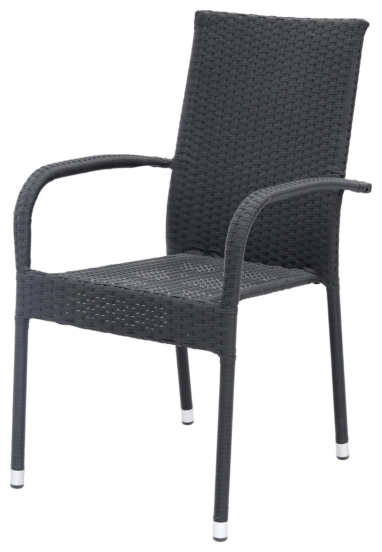 POCOline Gartenstuhl Palermo schwarz Polyrattan B/H/L: ca. 63x94x55 cm