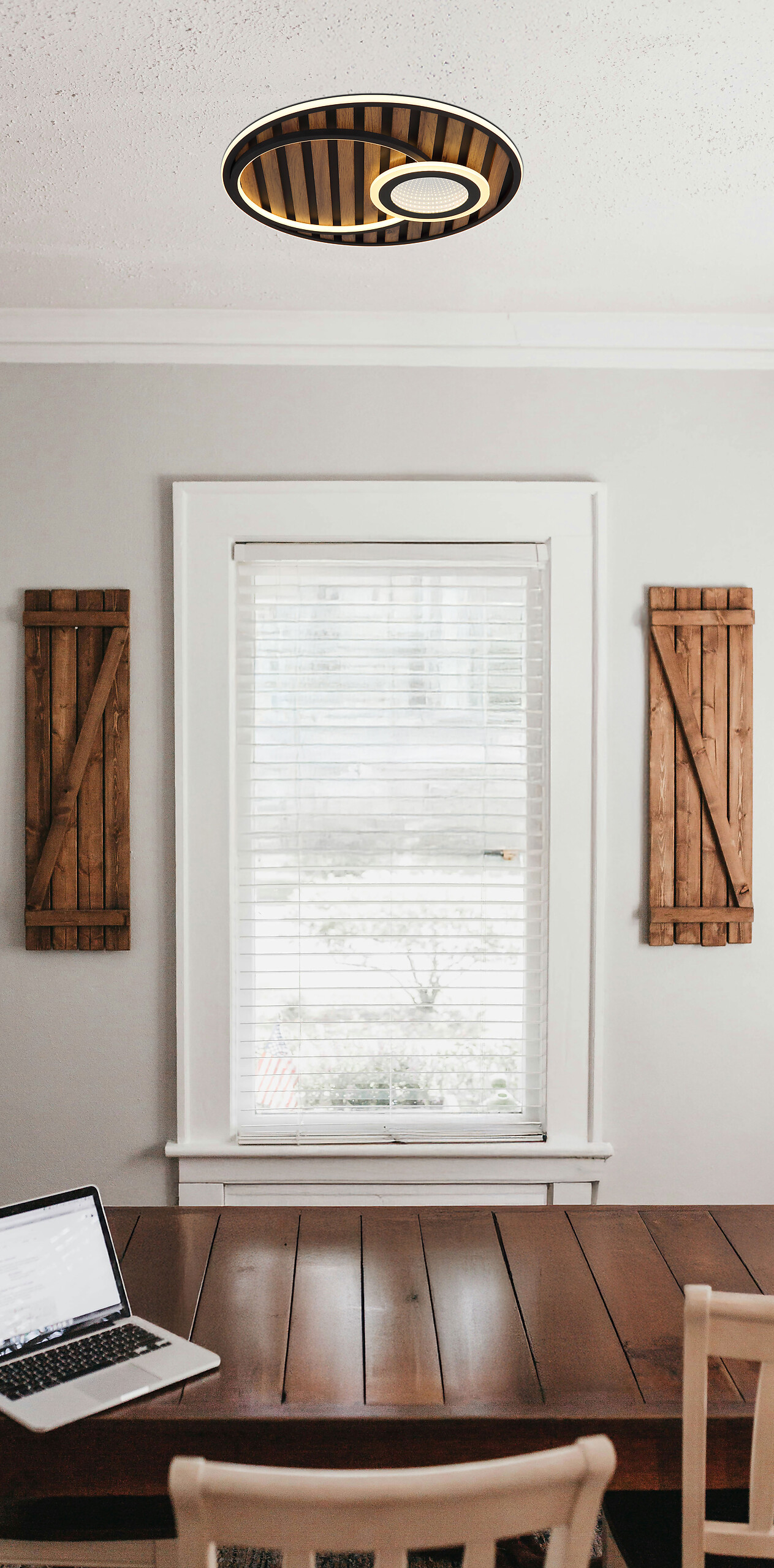 GLOBO Deckenleuchte mattschwarz Opal Metall MDF H/D: ca. 8x50 cm 1 Brennstellen