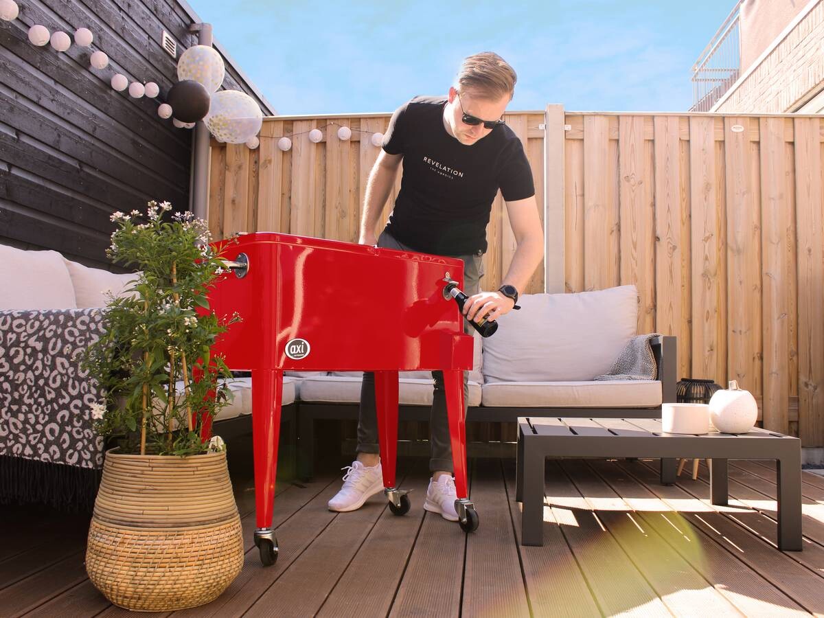 AXI Outdoor Living Getränkekühler Retro rot Metall B/H/L: ca. 43x89x92 cm