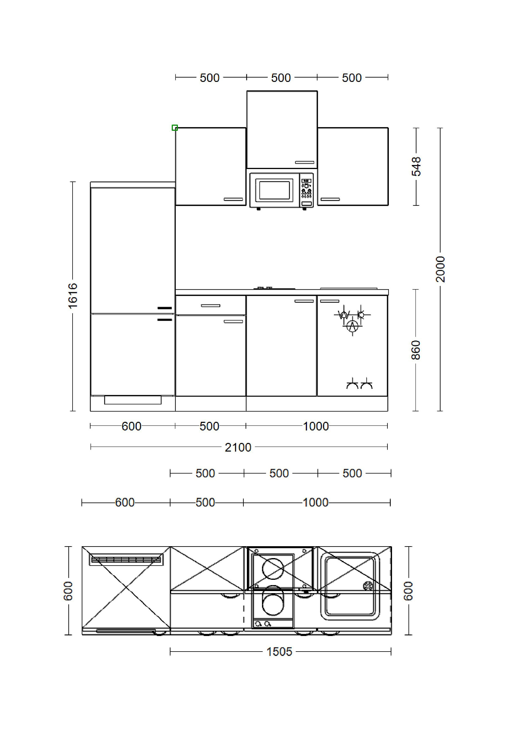 Küchenblock Elva anthrazit strukturiert B/H/T: ca. 210x226x60 cm Küchenblock Elva anthrazit strukturiert B/H/T: ca. 210x226x60 cm