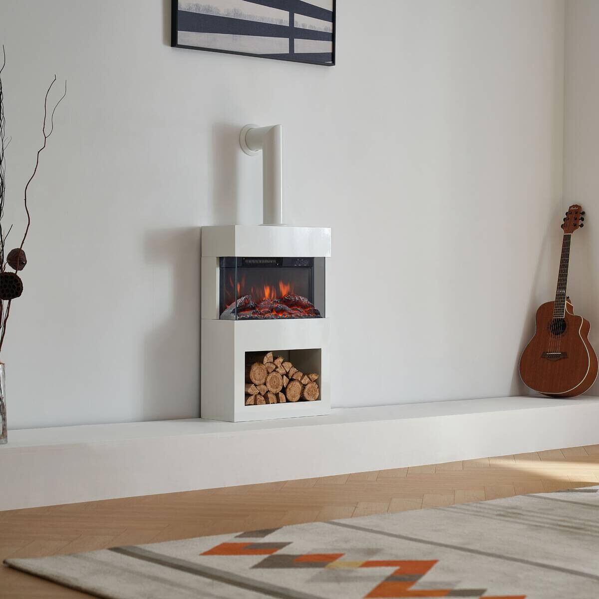 KAMINIO Elektrischer-Kamin HENRI weiß Metall B/H/T: ca. 48x117,2x21,7 cm ca. 2000 W