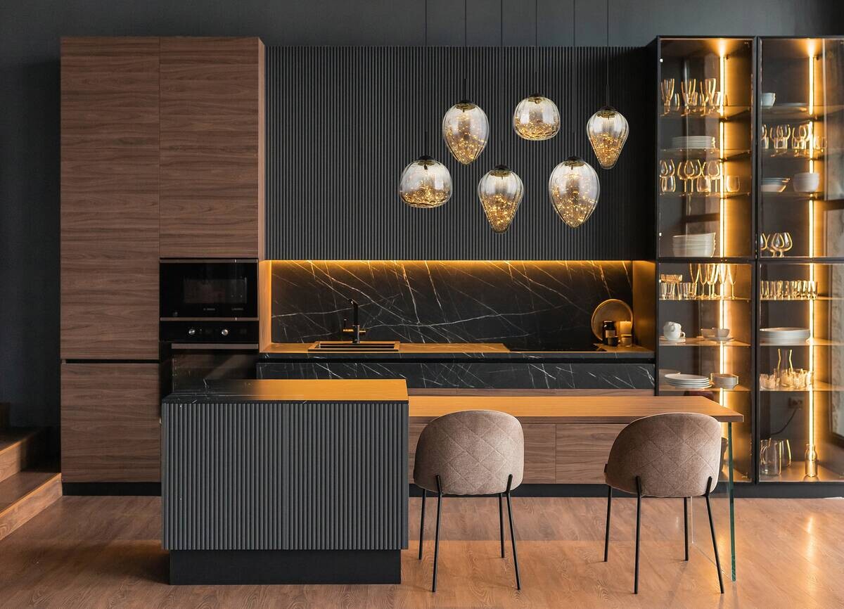 GLOBO LED-Pendelleuchte Firefly 15642-6 schwarz Metall Rauchglas B: ca. 97 cm