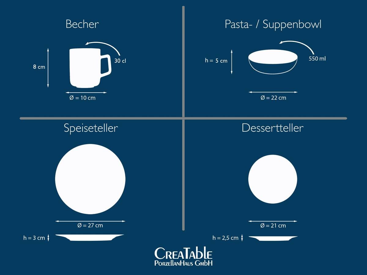 CreaTable Kombiservice Catania sand Steinzeug 16 tlg.