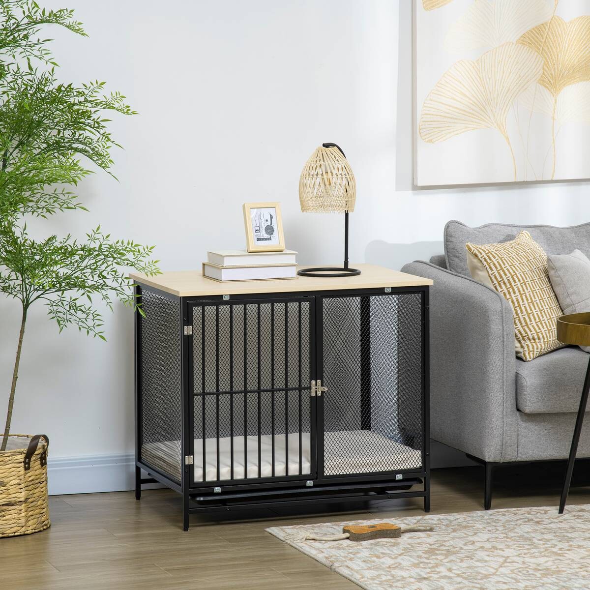 PawHut Hundekäfig Eiche PVC B/H/L: ca. 55x71x80 cm